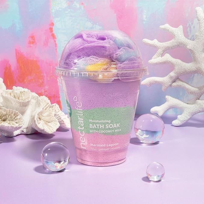 Milkshake Bath Soak, Bubble Bath Soak, Natural Detox Foaming Bath Soak, Moisturizing Body Soak, Foot Soak, Vegan Body Skin Care, 9 oz.(Mermaid Lagoon)