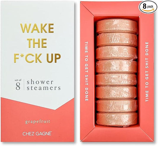 Aromatherapy Shower Steamers Set of 8 - Spa Self Care Gift - Vegan, Cruelty Free - Paraben, Sulfate & Phthalate Free - Bath Bomb Alternative, Gift Set (Wake The F*ck Up - Grapefruit)