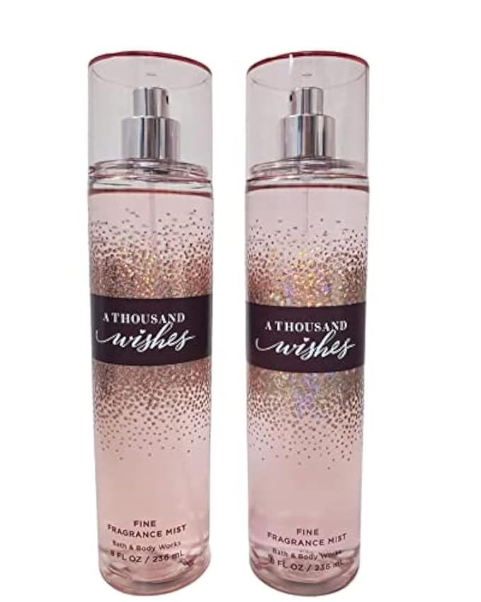 Bath & Body Works A Thousand Wishes Fine Fragrance Mist, Body Spray & Perfume for Women, Long-Lasting Personal Fragrance, Sparkling Prosecco & Peony Scent, 8 fl oz - 2 Pack