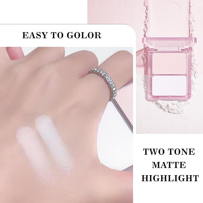2 Colors Light Nude Beige Pink White Eye Shadow Powder Palette Makeup for Women,Neutral Matte Naked Eyeshadow Palette for Old Women Long Lasting Naturing-Looking,Vegan