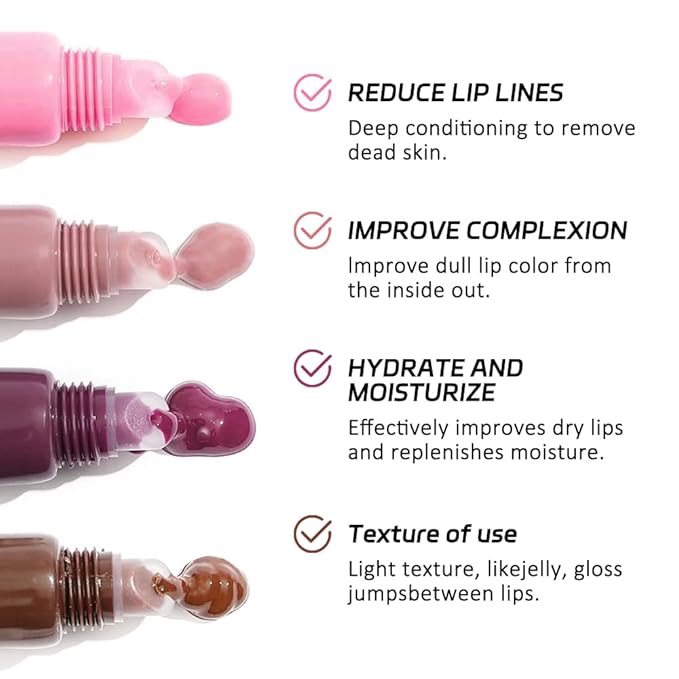4 PCS Butter Lip Balm – Ultra-Hydrating Lip Care with Shea Butter & Olive Oil, Soothes Dry Lips with Natural Tint & Gloss Effect, Lip Plumper Moisture & Light Lip Stain Finish Set 04