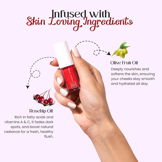 M2U NYC Red Hydrating Liquid Blush - Soft, Dewy Liquid Blush for Cheeks with High Pigment Color & Breathable Feel - Lightweight & Blendable, Long-Wearing & Smudge Proof Formula (Big Apple)