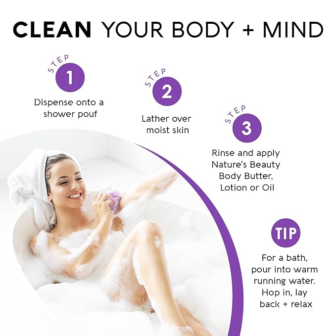 Nature's Beauty Lavender Chamomile Sleep Body Wash - Gentle Cleanser for All Skin Types - 16 Fl Oz