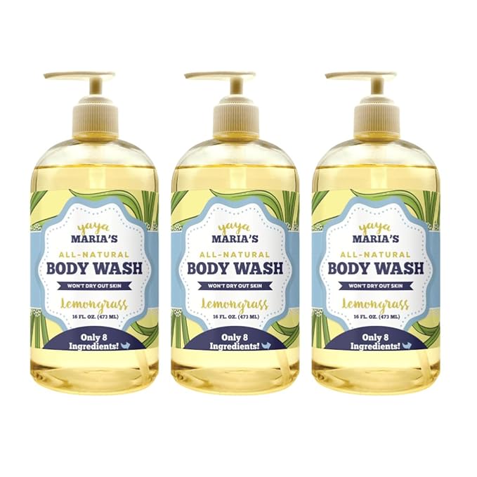 Yaya Maria's Natural Body Wash, Only 6 Ingredients, 100% Nontoxic, Keeps Skin Soft, Cruelty-Free (Lemongrass)