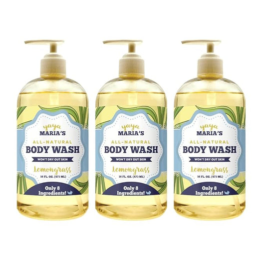 Yaya Maria's Natural Body Wash, Only 6 Ingredients, 100% Nontoxic, Keeps Skin Soft, Cruelty-Free (Lemongrass)