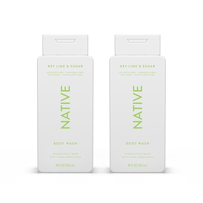 Native Body Wash Contains Naturally Derived Ingredients | For Women & Men, Sulfate, Paraben, & Dye Free Leaving Skin Soft and Hydrating | Key Lime & Sugar 18 oz