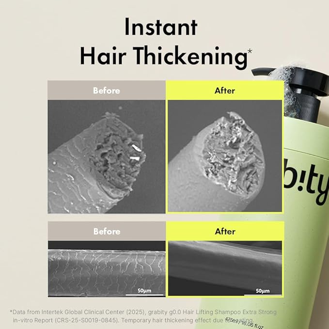 grabityg0.0 Hair Lifting Shampoo Extra Strong – Strengthening and Thickening Shampoo for Thinning Hair with Biotin and Salicylic Acid, Vegan and Sulfate-Free, 16.06 fl.oz.