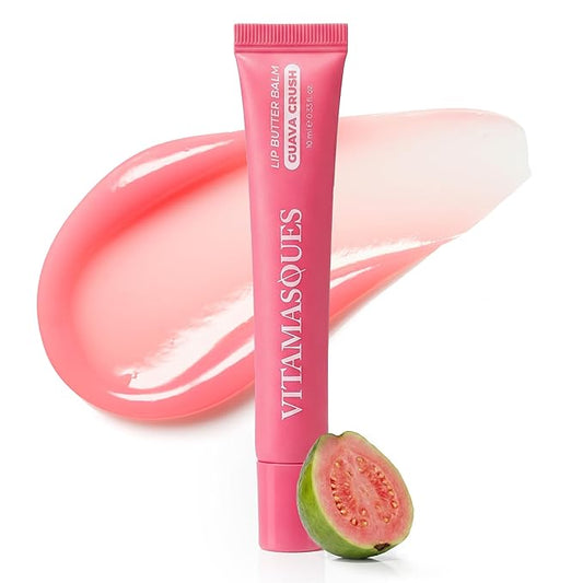 Vitamasques Lip Butter Balm - Guava Crush, Korean Lip Balm - Peptide Lip Treatment - Lips Balm Hydrating - Light Tinted Lips balm - Made in Korea - 0.33 fl.oz