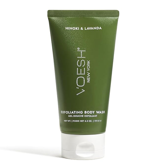 VOESH Sugar Scrub & Exfoliating Body Wash with Plant-Derived AHAs & Vegan Probiotics, K-Beauty Korean Skincare - Hinoki & Lavanda