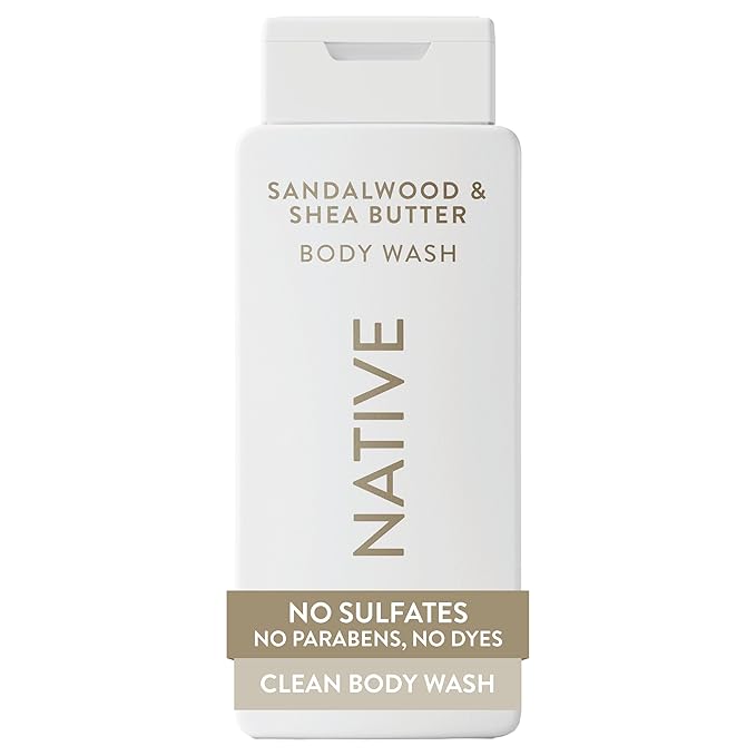 Native Body Wash Contains Naturally Derived Ingredients | For Women & Men, Sulfate, Paraben, & Dye Free Leaving Skin Soft and Hydrating | Sandalwood & Shea Butter 18 oz