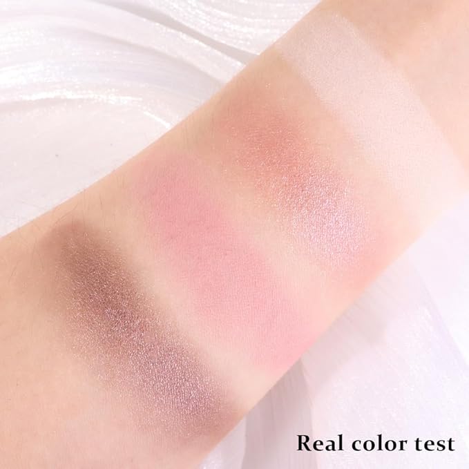 White Pink Purple 4Colors Eyeshadow Makeup Palette with Mirror,Natural Neutral Powde Eye Shadow Palettes for Older Women,Long Lasting Naturing-Looking,Lightweight Eye Makeup Kit Travel Size,Vegan