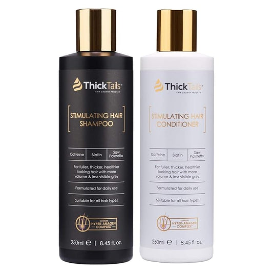ThickTails Hair Growth Shampoo and Conditioner Set for Women, Biotin Caffeine Saw Palmetto, Sulfate Free Thickening Shampoo & Conditioner for Thinning Hair, Fuller Looking Volume & Stronger Feeling
