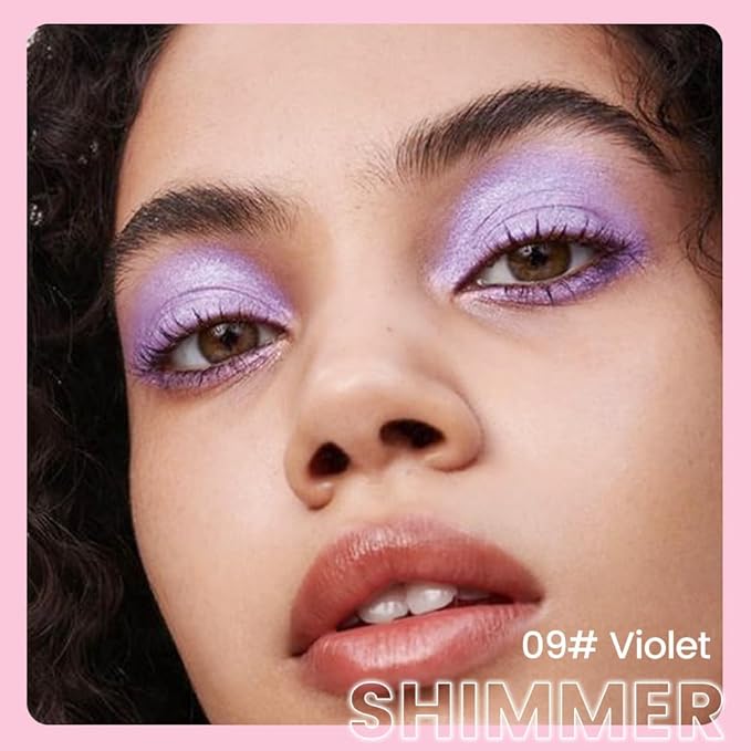 2in1 Shimmer Cream Eye Shadow Stick - Violet, Eyeliner Pencil Eyeshadow Palette Makeup, Waterproof Long Lasting Brightener, Crease Proof & Smudge Resistant, Cream Eyeshadow with Built-in Smudger