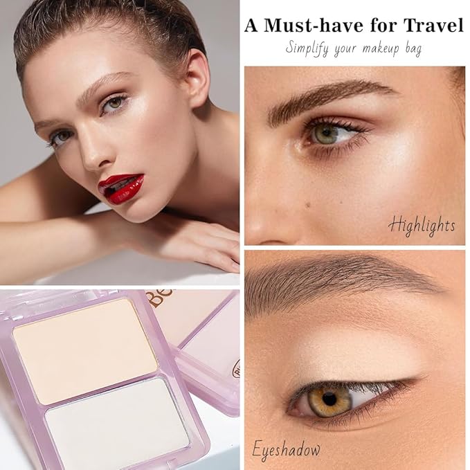 2 Colors Light Nude Beige Ivory Eye Shadow Powder Palette Makeup for Women,Neutral Matte Naked Eyeshadow Palette for Old Women Long Lasting Naturing-Looking,Vegan