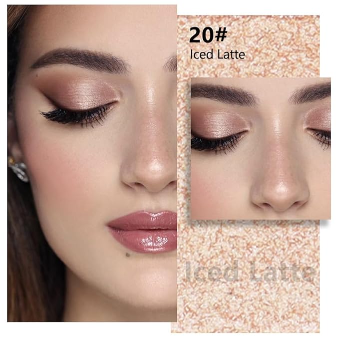 Kaely Pressed Single Eyeshadow Makeup, Light Nude Brown Shimmer Highly Pigmented Monochrome Eye Shadow Palette, Waterproof Neutral Powder Mini Eyeshadow, sombras para ojos, Lightweight Blendable, 20