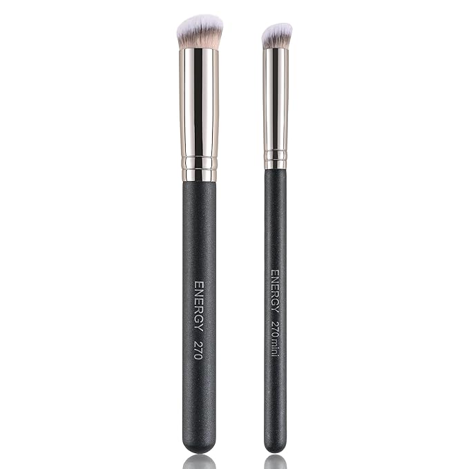 ENERGY Concealer Makeup Brush Set Professional Under Eye Make Up Brushes Perfect For Liquid Cream Powder Founation Blending Soft Vegan Angled Travel Cosmetics Applicator 2pcs
