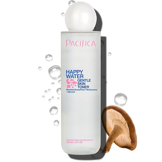 Pacifica Happy Water Hydrating Facial Toner – Vegan Ceramides, Hyaluronic Acid & Electrolytes, Refreshing & Calming for Balanced Skin, Clean Beauty, Vegan, Cruelty-Free, All Skin Types, 4 oz