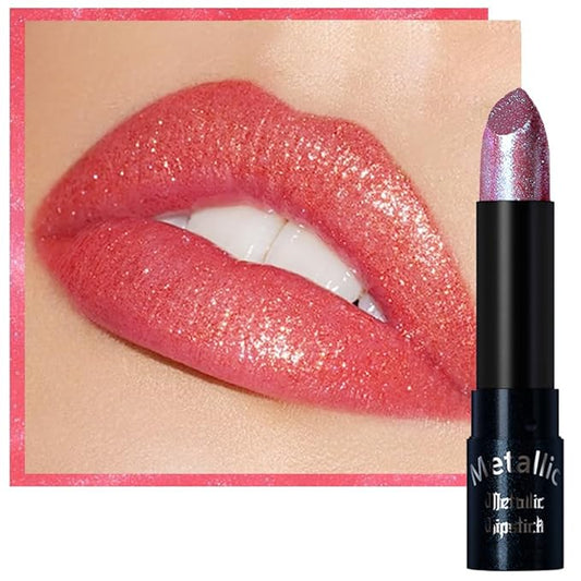 Kaely Glitter Metallic Lipstick Makeup, Shimmer Metallic Lipsticks for Women, High Pigmented Lip Gloss Long Lasting Waterproof Smudge Proof, Vegan & Cruelty-Free, 04