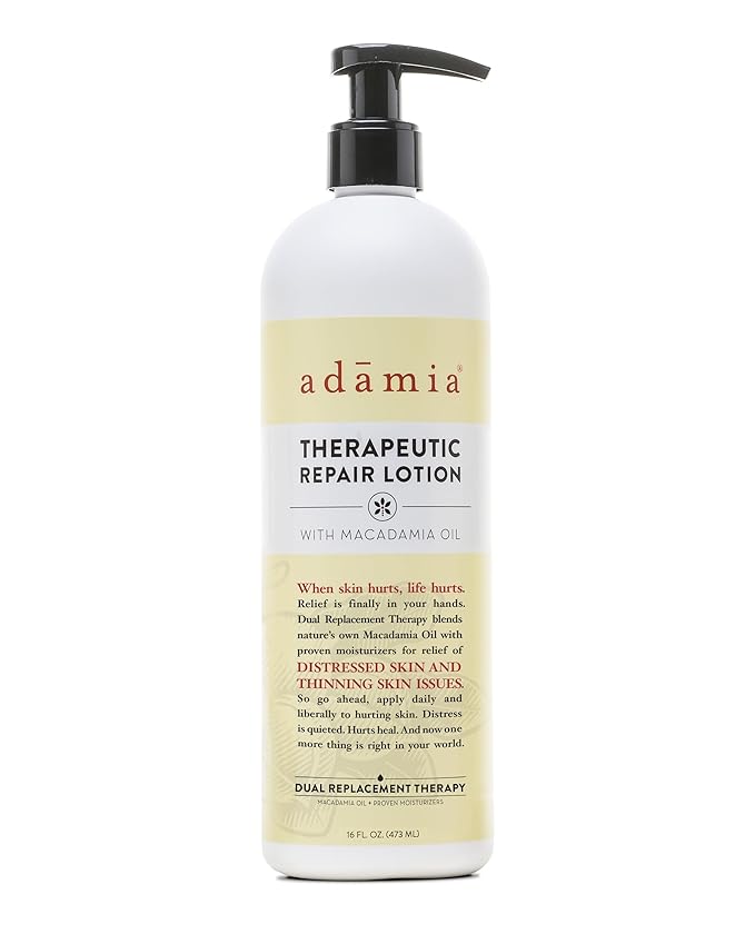 Adamia Therapeutic Repair Lotion with Macadamia Nut Oil and Promega-7, Fragrance Free, Paraben Free, Non GMO, 16 Fl Oz (355337-BC00395319)