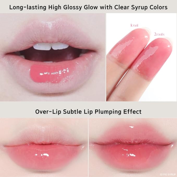 BBIA Over Glaze Lip Gloss - Plumping & Volumizing Glossy Lip Tint with High-Glow Glassy Shine Finish, Naturally Moisturizing, Non-Sticky, Lightweight, Vegan, Korean Makeup (01 PEACH SYRUP)