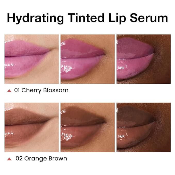 2Pcs Lip Tinted Glowy Balm Hydrating Tinted Lip Serum Lip Gloss, Ultra-Hydrating Natural Vegan Lip Balm, Sheer-Tinted Shine & Hydration, Soothes & Softens Dry Lips Skincare 01+02