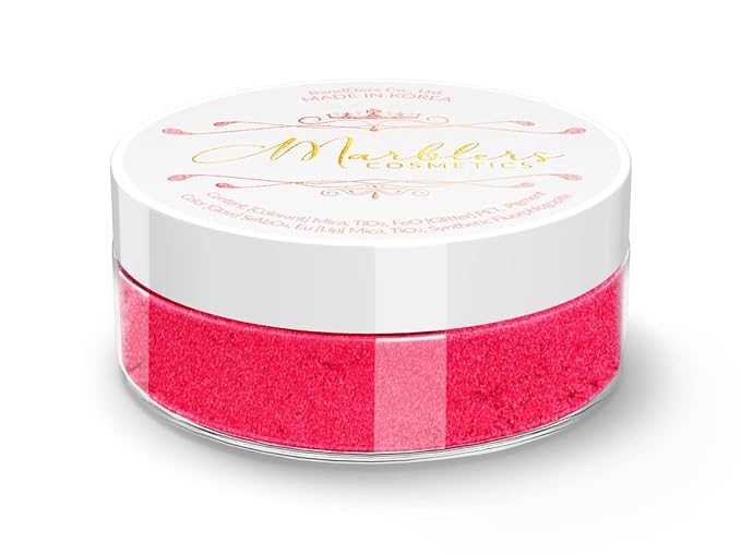 MARBLERS Fine Natural Mica Powder [Hot Pink] 0.11oz (3g) | Highly Pigmented | Non-Toxic, Vegan, Cruelty-Free | Eyeshadow, Body Butter, Nail Polish, Nail Art | Party, Body, Face Makeup