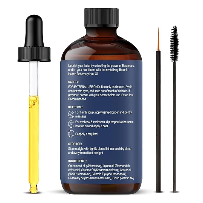 Botanic Hearth Hair Oil for Hair Growth | Rosemary Oil for Hair Growth with Biotin, Castor & Jojoba | Hair Relaxers & Dry Scalp Treatment | Color Safe | All Hair Types | 2 fl oz