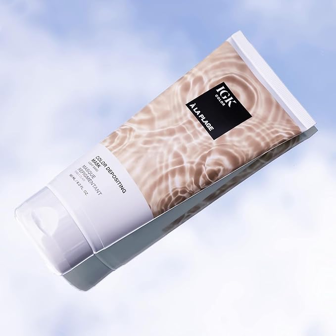 IGK Hair Gloss Toner & Depositing Mask + At-Home Color Tool Set | A La Plage Light Sand | Semi-Permanent Shine + Tone | Salon-Quality Application