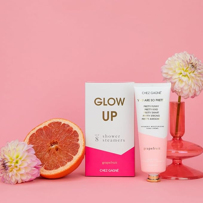 Aromatherapy Shower Steamers - Glow Up - Grapefruit, Set of 8 - Vegan, Cruelty-Free, Made in USA - Paraben, Sulfate & Phthalate-Free - Gift for Her: Birthday, Self Care, Girlfriend Gifts
