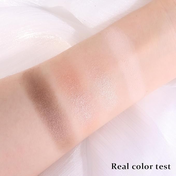 Nude Champagne Brown 4Colors Eyeshadow Makeup Palette with Mirror,Natural Neutral Powde Eye Shadow Palettes for Older Women,Long Lasting Naturing-Looking,Lightweight Eye Makeup Kit Travel Size,Vegan