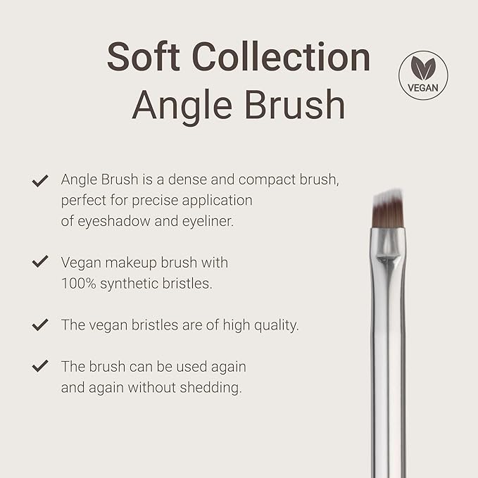 Sandstone Scandinavia Angled Eyeliner Brush – Precision Makeup Brush for Clean, Defined Lines – Ultra-Soft Vegan Bristles – Cruelty-Free