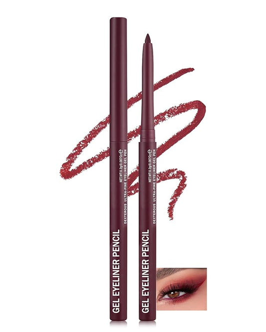 Burgundy Matte Gel Eyeliner Pencil Waterproof, Metallic Retractable Cream Smooth Eye Liner Pencils, Long Lasting Waterline Hypoallergenic Precision Eyeliner Pencil, Smudge-Proof Makeup for Women-07