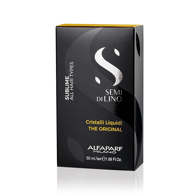 ALFAPARF MILANO Semi di Lino Sublime Cristalli Liquidi Hair Oil with Thermal Protection - Superior Hair Finishing Smoothing Serum Treatment - Brilliant Shine - Vegan Formula - 1.69 fl. oz.,(Pack of 2)