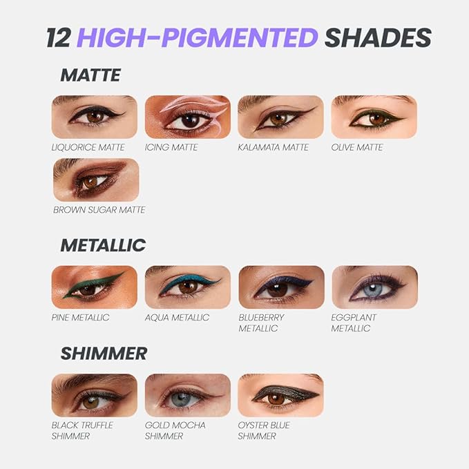 Wonderskin Eyeliner Pencil, 1440 Longwear Blue Glitter Eyeliner Pencil - Waterproof, Sharpenable & Smudge Proof (Oyster Blue)