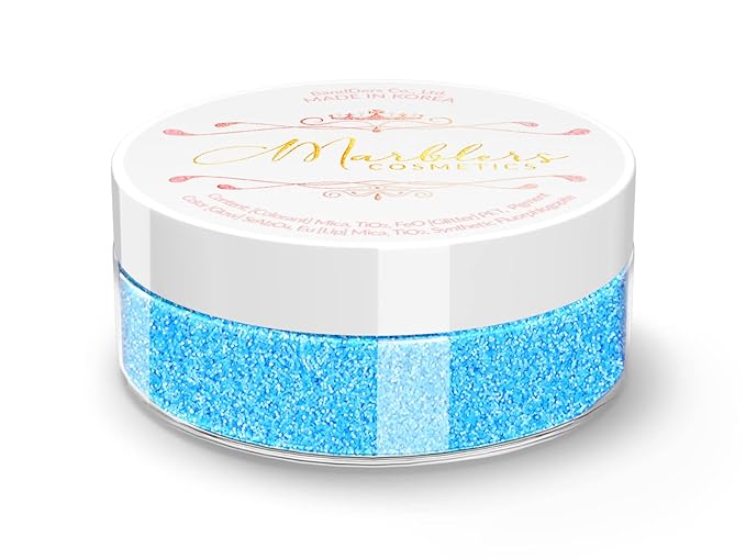 MARBLERS Neon Face & Body Glitter [Fluorescent Blue] 0.18oz (5g) | Fine | Non-Toxic | Vegan | Cruelty-Free | Ethically Sourced | Festival Makeup | Eye, Hair, Nail, Eyeshadow | Cosmetic Grade