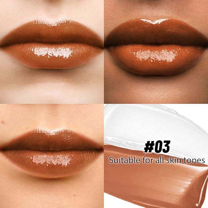 2-in-1 Matte Liquid Lipstick & Clear Lip Gloss, Long Lasting Waterproof Smudge Proof 24 Hour Lip Color Stain, Non Stick & Non Fading, Vegan Matte Makeup Lip Stain for Women, Cold Tan Brown #03