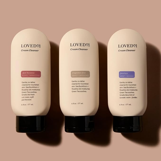 Loved01 Cream Cleanser for Face and Body, John Legend Skincare, Gentle Daily Wash for All Skin Types, Dermatologist-Tested Hydrating Formula with Rosehip Oil and Green Tea, Fragrance-Free, 6 oz