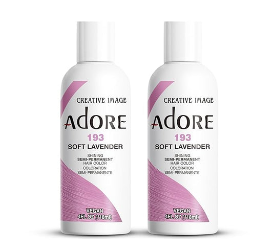 Adore Semi Permanent Hair Color (193 Soft Lavender) (2 Pack) | Vegan & Cruelty-Free Pink Hair Dye | No Ammonia, No Peroxide, No Alcohol | 4 Fl Oz