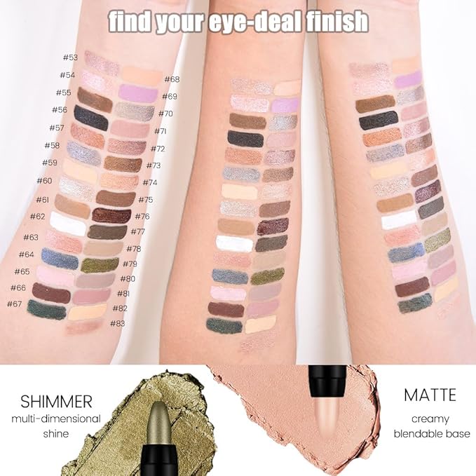 evpct Grey Shimmer Cream Eye Shadow Sticks Brightener Pencils for Women, Shimmery Grey Silky Eyeshadow Applicator Stick Pen Waterproof, Blendable Crease-Proof Stick Eyeshadow Shimmer Eye Makeup 58