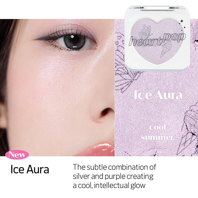 ETUDE Heart Pop Blush, Icy Teak Cheek Color, Natural Highlight & Glossy Finish, Lightweight Formula, Compact 0.2 oz – Ice Aura Teak