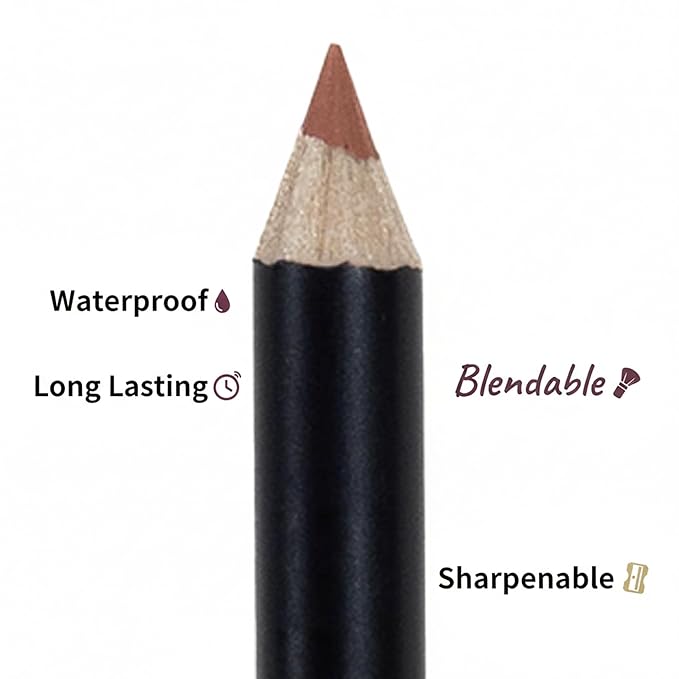 Mynena Warm Terracotta Nude Creamy Matte Waterproof Lip Liner | Long Lasting Transfer-Proof | Sharpenable | Blendable Pencil for Defined Lips