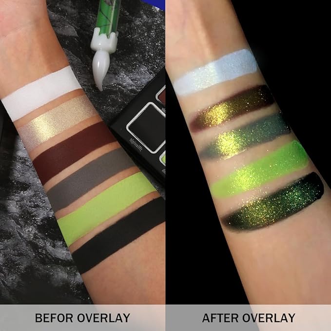 Green Brown Eyeshadow Palette, Highly Pigmented Bright Lime Green Christmas Makeup Palette, Blendable Matte Shimmer Wicked Goth Smoky Grunge Eyeshadow Pallet for Halloween Zombie Witch Monster, Vegan