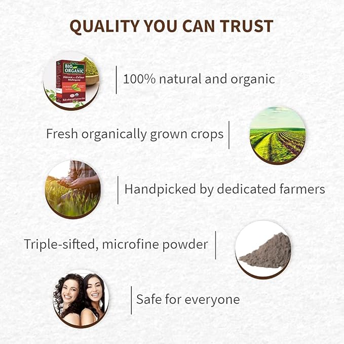 Indus Valley Bio Organic Natural Henna Hair Color Mahogany 100gm| 100% Gray Hair Coverage And Long Lasting Hair Dye | Vegan and Cruelty-Free | Plant Based Ingradients Hair Color