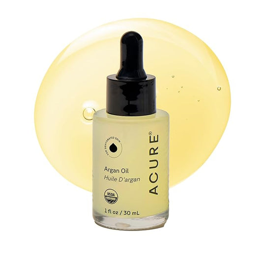 Acure The Essentials Argan Oil - Organic Argan Oil for Hair & Skin, Pure Nourishing Moisture Treatment for Face & Body, Carrier Oil for Essential Oils, Vegan, Natural, Cold Pressed - 1 fl oz