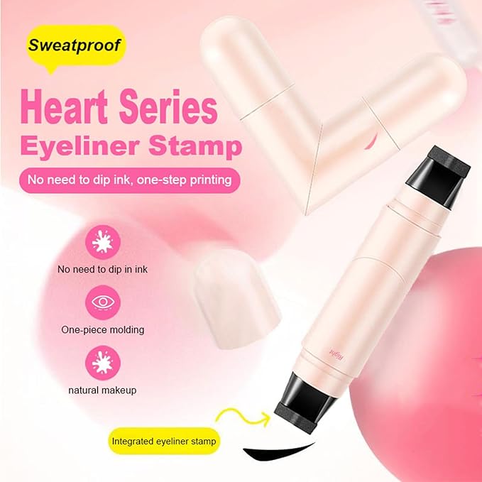 2 Pcs Eyeliner Stamp Set, Waterpoof Natural Foldable Eyeliner Stamp for Perfect Wings,Smudge Proof, Long-Lasting Eye Makeup (Black+Brown)