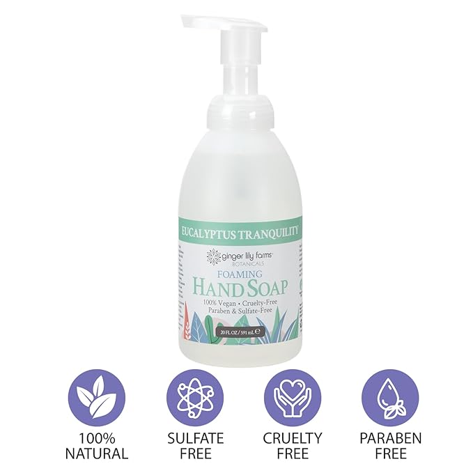 Ginger Lily Farms Botanicals All-Purpose Foaming Hand Soap Refill, 100% Vegan & Cruelty-Free, Eucalyptus Tranquility Scent, 20 Fl Oz (Pack of 8)