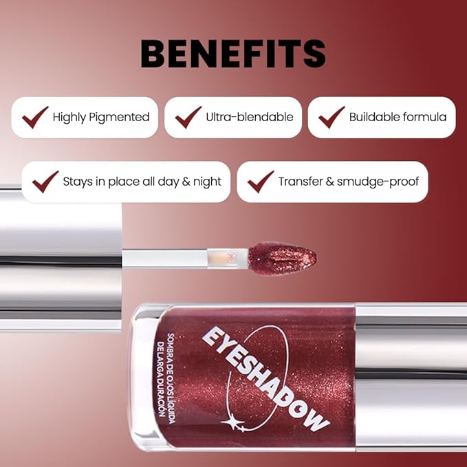 SUAKE Liquid Sparkling Glitter Eye Shadow – Rose Gold Cherry Eyeshadow, Eyeliner, Eyelid Shimmer Highlight Makeup, Highly Pigmented sombra de para ojos,Waterproof Quick-Drying (05Cherry#)
