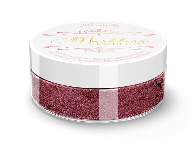 MARBLERS Fine Synthetic Mica Powder [Grace Maroon] 0.11oz (3g) | Highly Pigmented | Non-Toxic, Vegan, Cruelty-Free | Lip Gloss, Lipstick, Bath Bomb, Nail Polish, Nail Art | Party, Body, Face Makeup