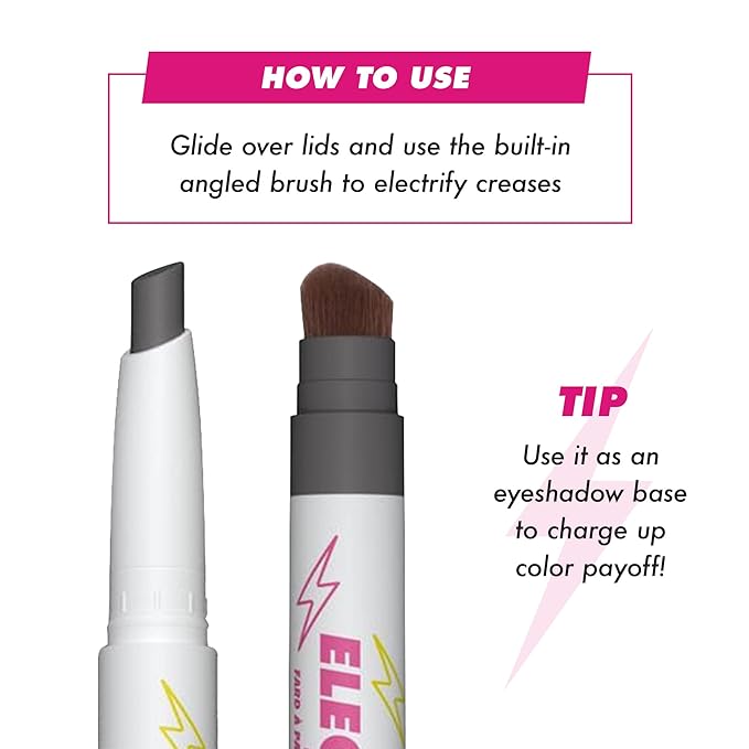 Lime Crime Electric Slide Eyeshadow & Brush Stick, G2G (Metallic Black) - Lightweight 2-in-1 Eyeshadow Smudge Stick with Angled Brush for Long Lasting Bold Color - Vegan