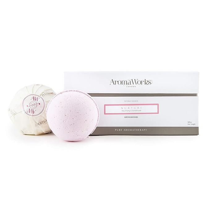 Aromaworks Nurture Aromabomb Duo - Creates A Luxurious and Therapeutic Experience - Envelops You in The Scents of Purity - Key Ingredients of Chamomile, Lavender and Geranium - 2 X 8.81 Oz Bath Bomb